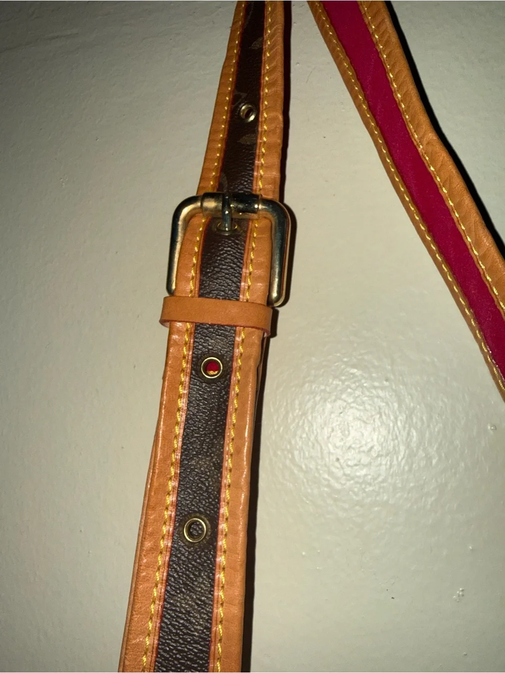 Louis Vuitton Brown & Tan Crossbody with Pink Accent
